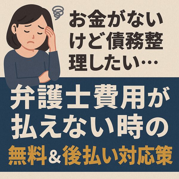 お金がないけど債務整理したい…弁護士費用が払えない時の無料＆後払い対応策