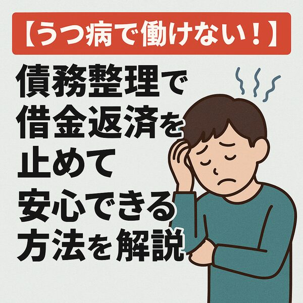 【うつ病で働けない!】債務整理で借金返済を止めて安心できる方法を解説