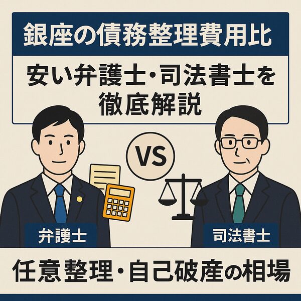 【銀座の債務整理費用比較】安い弁護士・司法書士を徹底解説|任意整理・自己破産の相場