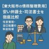 【東大阪市の債務整理費用】安い弁護士・司法書士を徹底比較｜任意整理・自己破産の料金相場