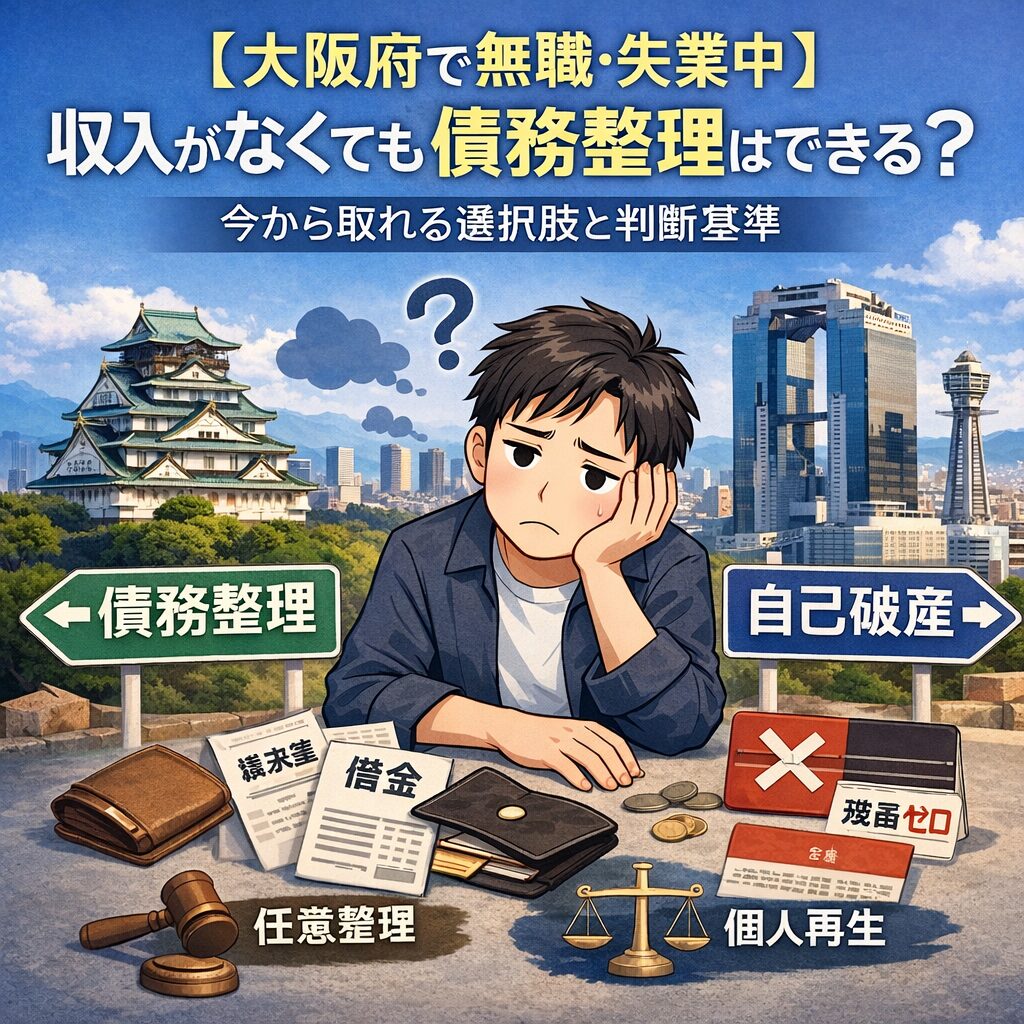 【大阪府で無職・失業中】収入がなくても債務整理はできる？今から取れる選択肢と判断基準