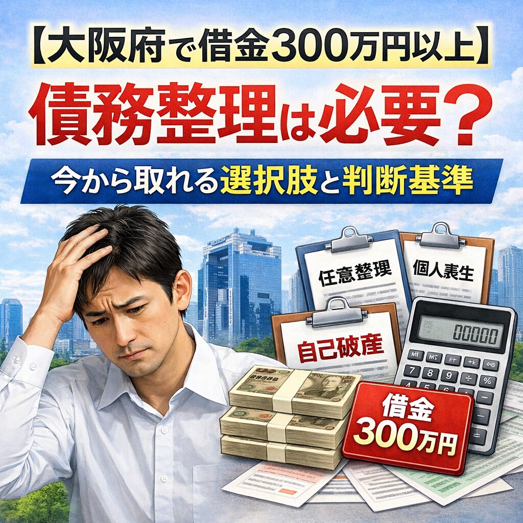 【大阪府で借金300万円以上】債務整理は必要？今から取れる選択肢と判断基準